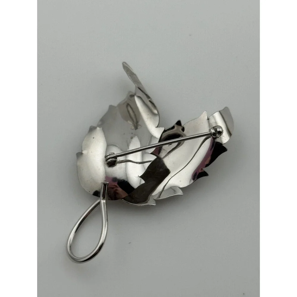 Vintage‎ Krementz Brooch Silver Tone Leaf Pin